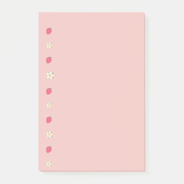 Jordgubbar och blommor Mönster Post-it Block (Framsida)
