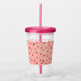 Jordgubbar och blommor Mönster Take Away Mugg