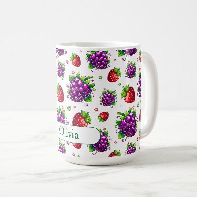 Jordgubbar och druvor. Colorful Berries Kaffemugg (Framsida höger)