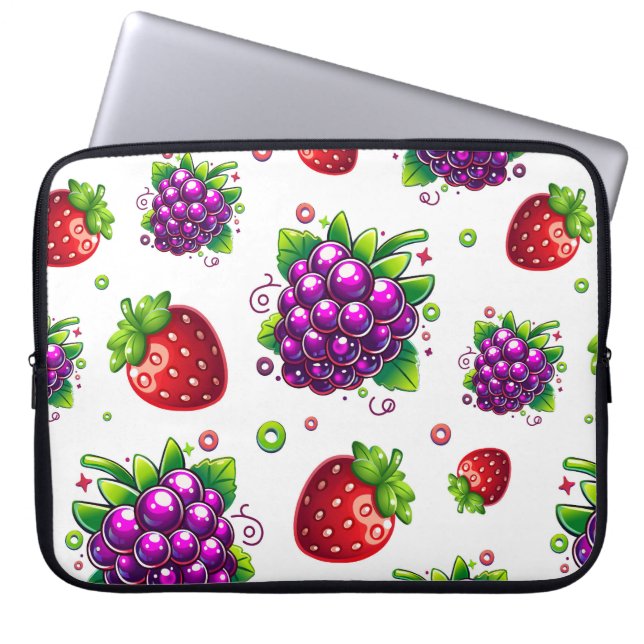 Jordgubbar och druvor. Colorful Berries Laptop Fodral (Framsidan)
