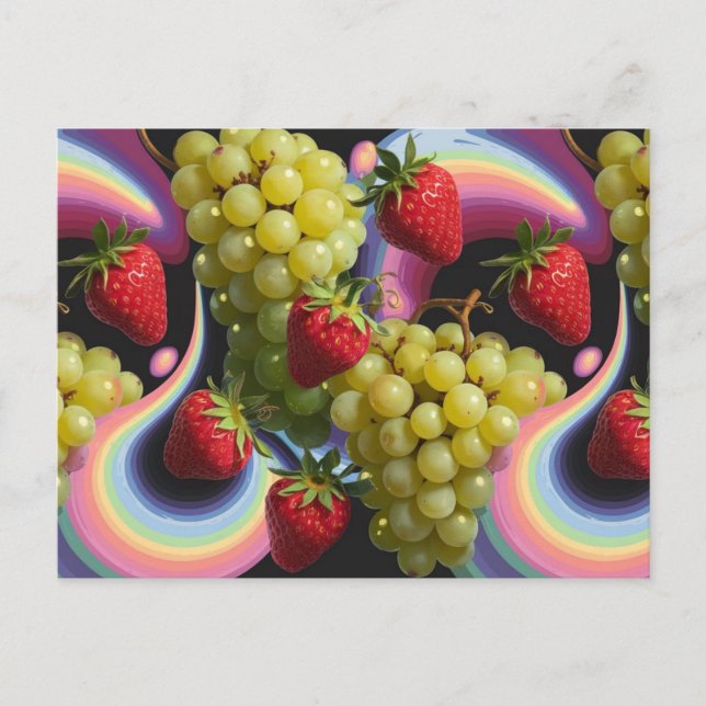 Jordgubbar och druvor Fruit Swirl-vykort Vykort (Framsida)