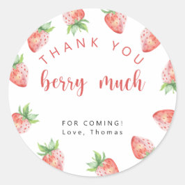 Jordgubbar och födelsedagsfest tack för att du bär runt klistermärke