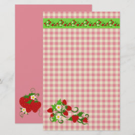 Jordgubbar och Gingham Checks Sweet Brevpapper