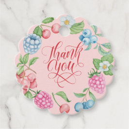 Jordgubbar och hallon  Rosa på födelsedagen Gåvor Etiketter