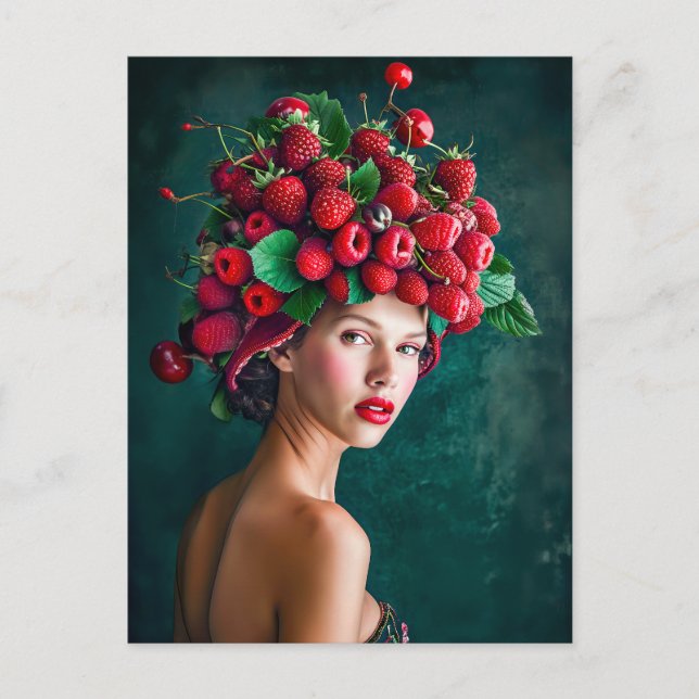 Jordgubbar och hallon Sommaren Mode Porträtt Helg Vykort (Framsida)