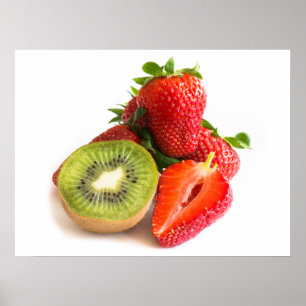 Jordgubbar och kiwi poster