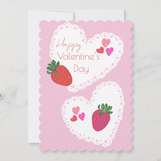 Jordgubbar och örter Alla hjärtans dag Julkort (Framsida)