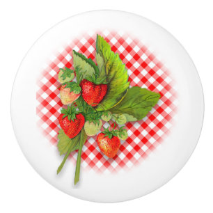 Jordgubbar och röd Gingham Knopp