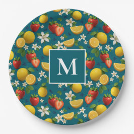 Jordgubbar och smultron Blommar Mönster på Blue