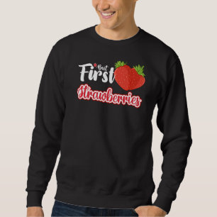 Jordgubbar och smultron (frukt, bär, trädgård, trä lång ärmad tröja