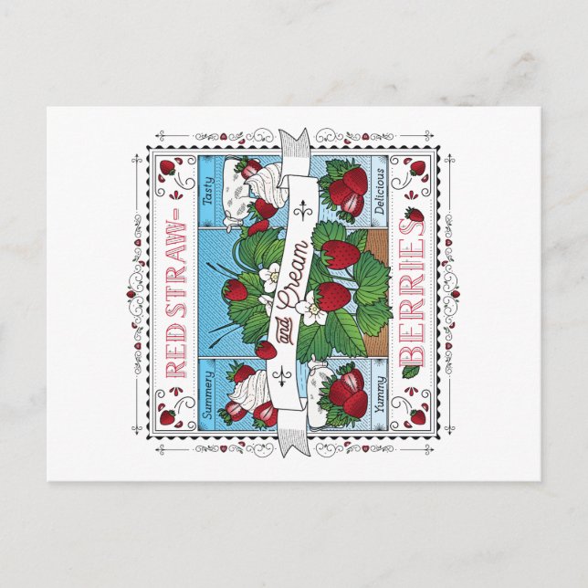 Jordgubbar och smultron/vykort helg vykort (Framsida)