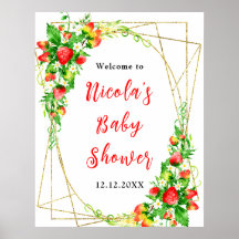 Jordgubbar och Tusenskönor Baby Shower Välkomstsky