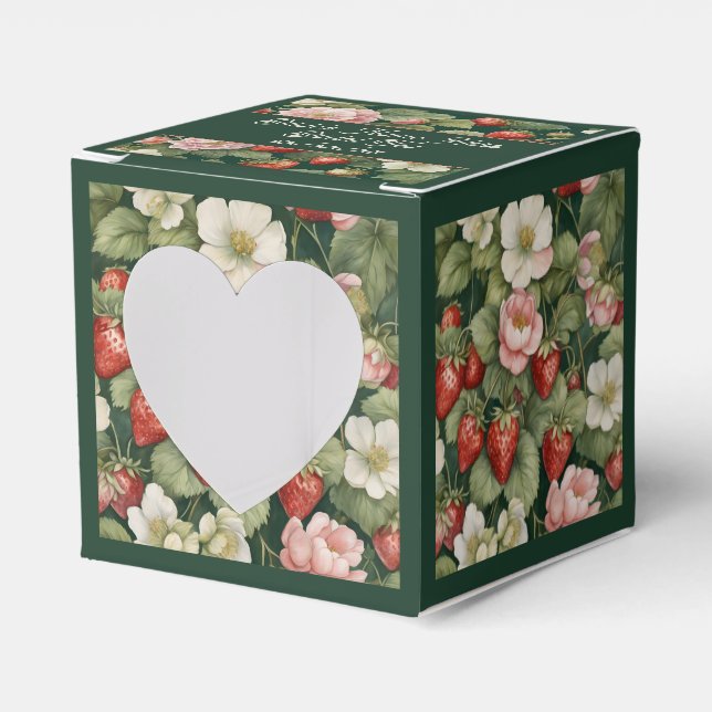 Jordgubbar och vacker feminin presentförpackning presentaskar (Framsidan Sidan)