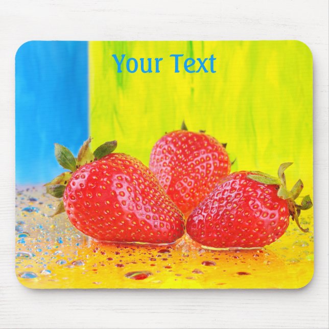 Jordgubbar och Vatten Drops Mousepad Musmatta (Framsidan)