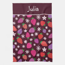 Jordgubbar och Vita Blommor Mönster Anpassad