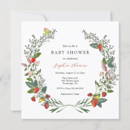 Jordgubbar och Wildblomma Baby Shower Inbjudningar