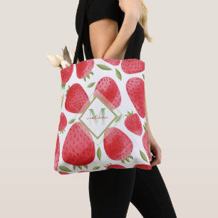 Jordgubbar & Ombre Monogram + Red & Grönt Tygkasse