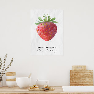 Jordgubbar på frukt- och bärmarknaden poster