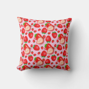 Jordgubbar på Rosa Mönster design Kudde