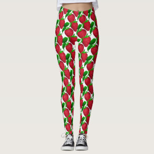 Jordgubbar på vit bakgrund Mönster Leggings