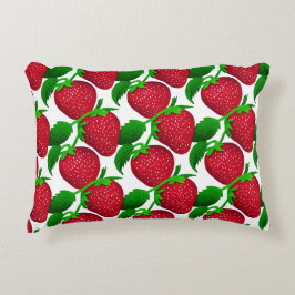 Jordgubbar på vit bakgrund Mönster Prydnadskudde