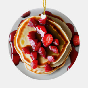 Jordgubbar Pancakes Pun jul Ceramic Ornamic Julgransprydnad Keramik