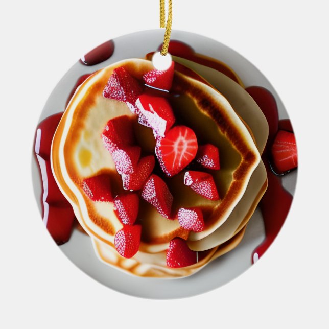 Jordgubbar Pancakes Pun jul Ceramic Ornamic Julgransprydnad Keramik (Framsidan)