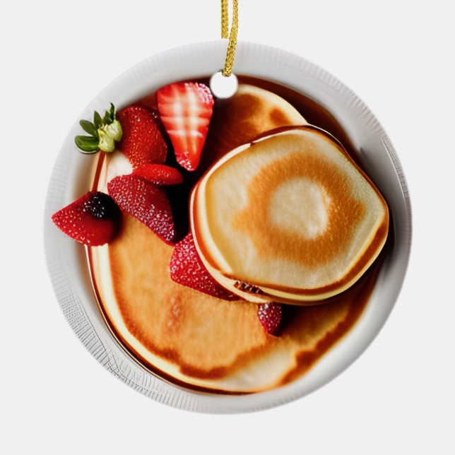 Jordgubbar Pancakes Pun jul Ceramic Ornamic Julgransprydnad Keramik (Framsidan)