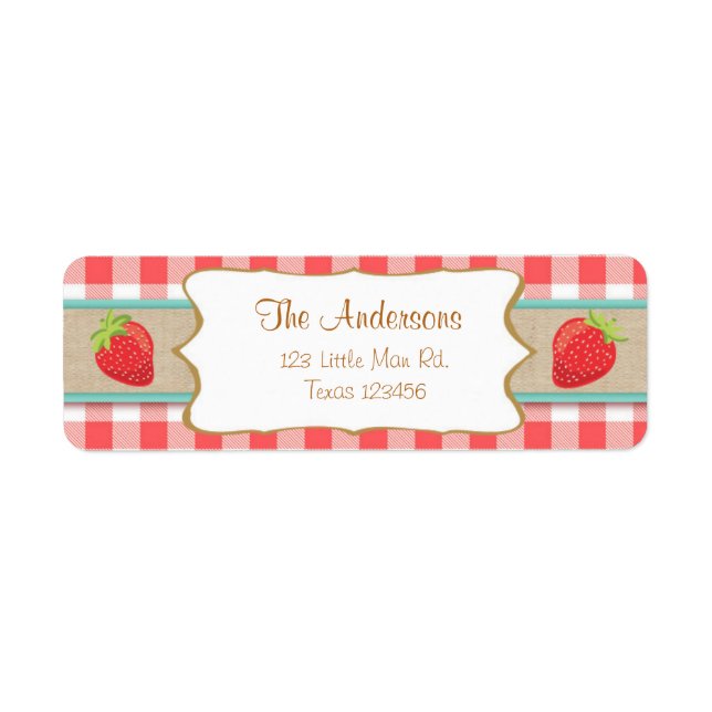 Jordgubbar Returetiketter Sommarfrukt Returadress Etikett (Framsidan)