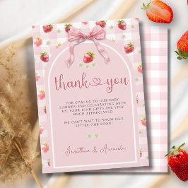 Jordgubbar Ribbon Berry Sweet Baby Shower Tack Kort