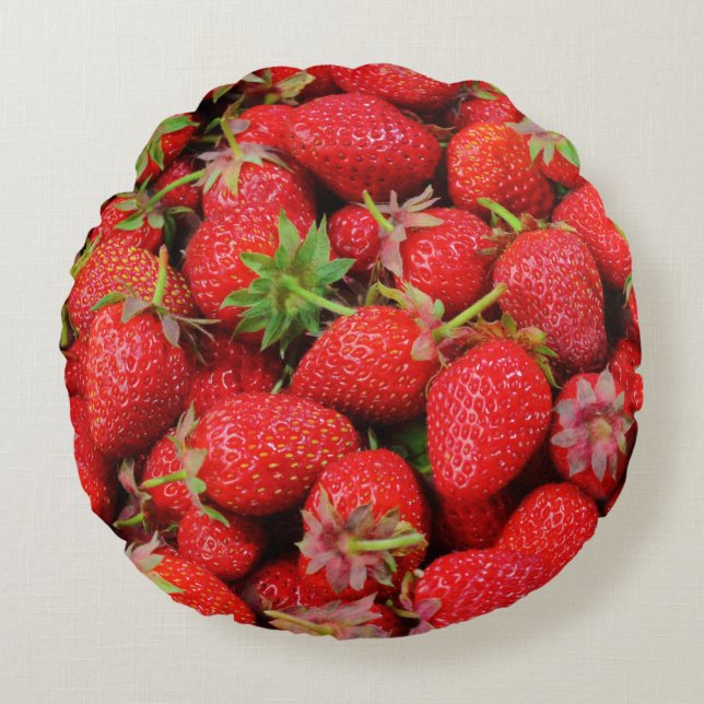 Jordgubbar Rund Kudde (Framsidan)