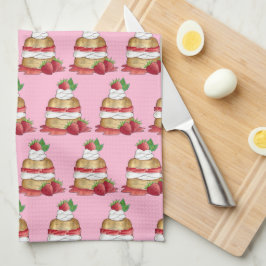 Jordgubbar Shortkaka Cake Dessert Jordgubbar Kökshandduk