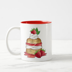 Jordgubbar Shortkaka Cake Dessert Jordgubbar Två-Tonad Mugg