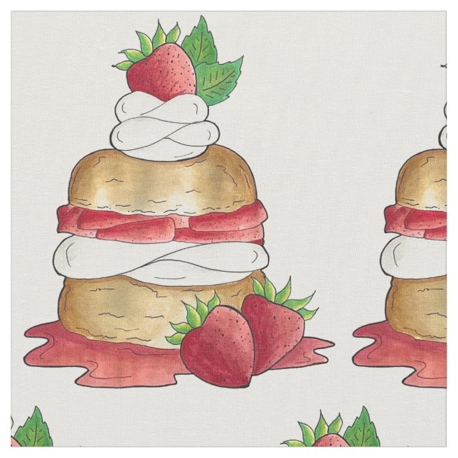 Jordgubbar Shortkaka Cake Dessert Jordgubbar Tyg (Närbild)