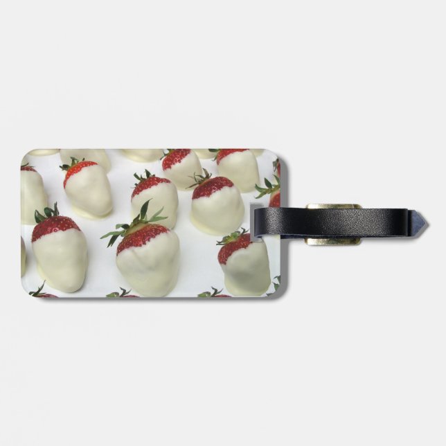 Jordgubbar som doppas i vitchoklad bagagebricka (Baksida Vågrät)