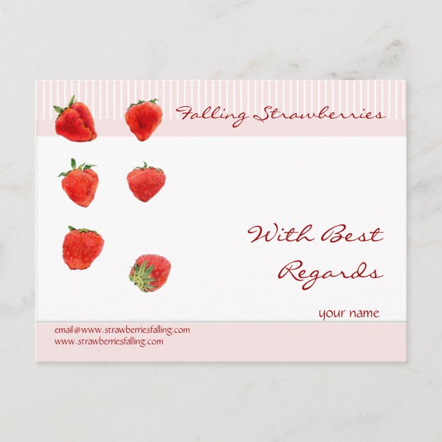 Jordgubbar som minskar rosa rand Regards Postcard Vykort (Framsida)