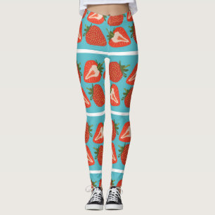 Jordgubbar: Sömlös Upprepa Mönster. Leggings