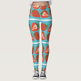 Jordgubbar: Sömlös Upprepa Mönster. Leggings
