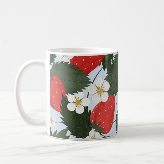 Jordgubbar: Sommarfruktens mönster utformning. Kaffemugg (Vänster)