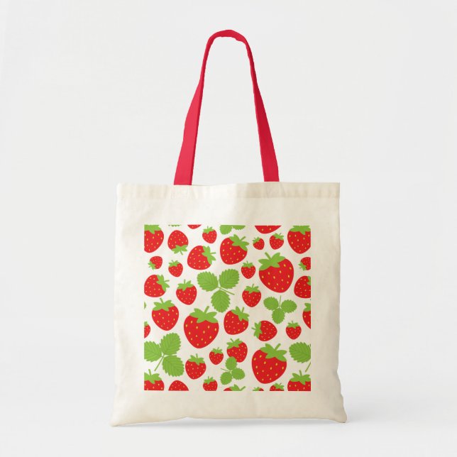 Jordgubbar Tote Bag Tygkasse (Framsidan)