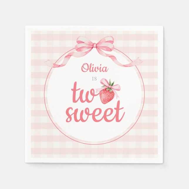 Jordgubbar Two Sweet 2-årsdag Pappersservett (Framsidan)