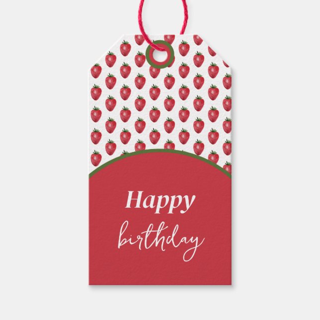 Jordgubbar Vattenfärg Hand-målad på  Presentetikett (Framsidan)