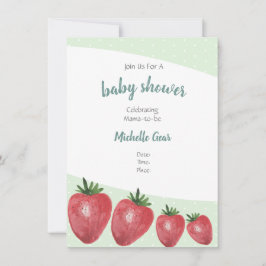 Jordgubbar Vattenfärg Hand-målat på Mint