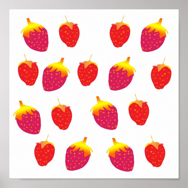 Jordgubbar Vector Teckning Poster (Framsidan)