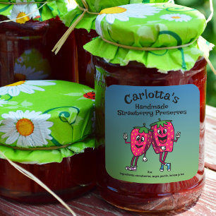 Jordgubbarna Pals Lundny Tecknad Sylt Paj och mer Fyrkantigt Klistermärke