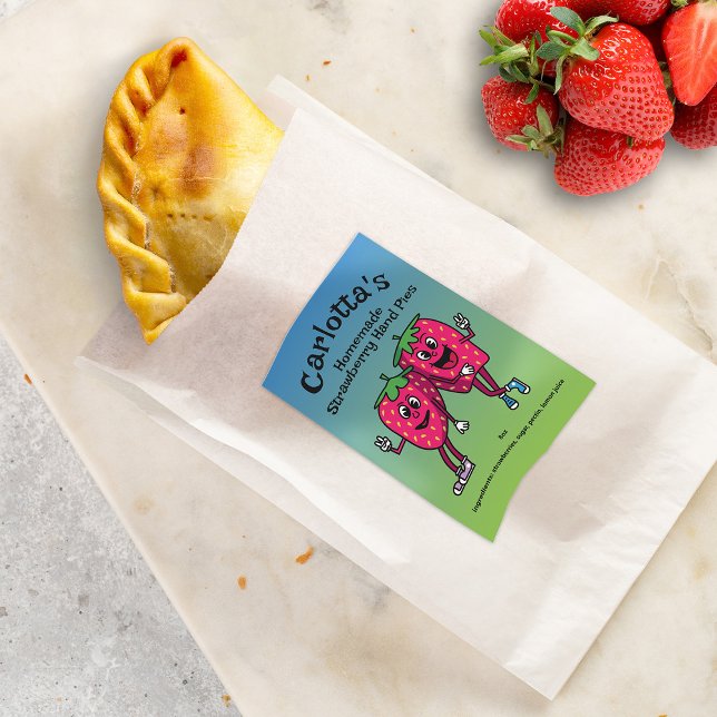 Jordgubbarna Pals Lundny Tecknad Sylt Paj och mer Mat Etikett (Skapare uppladdad)