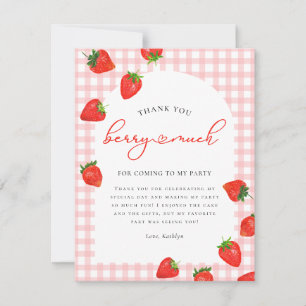 Jordgubbarnas Rosa Berry Play Birthday Tack Kort