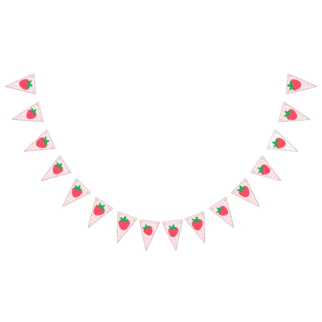 Jordgubbarnas Rosa Cute Berry Första födelsedag Ba Vimplar (Alla)