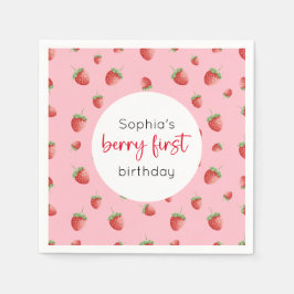 Jordgubbe 1:a födelsedag Berry 1:a födelsedag Pappersservett