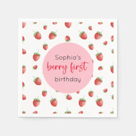 Jordgubbe 1:a födelsedag Berry 1:a födelsedag Pappersservett